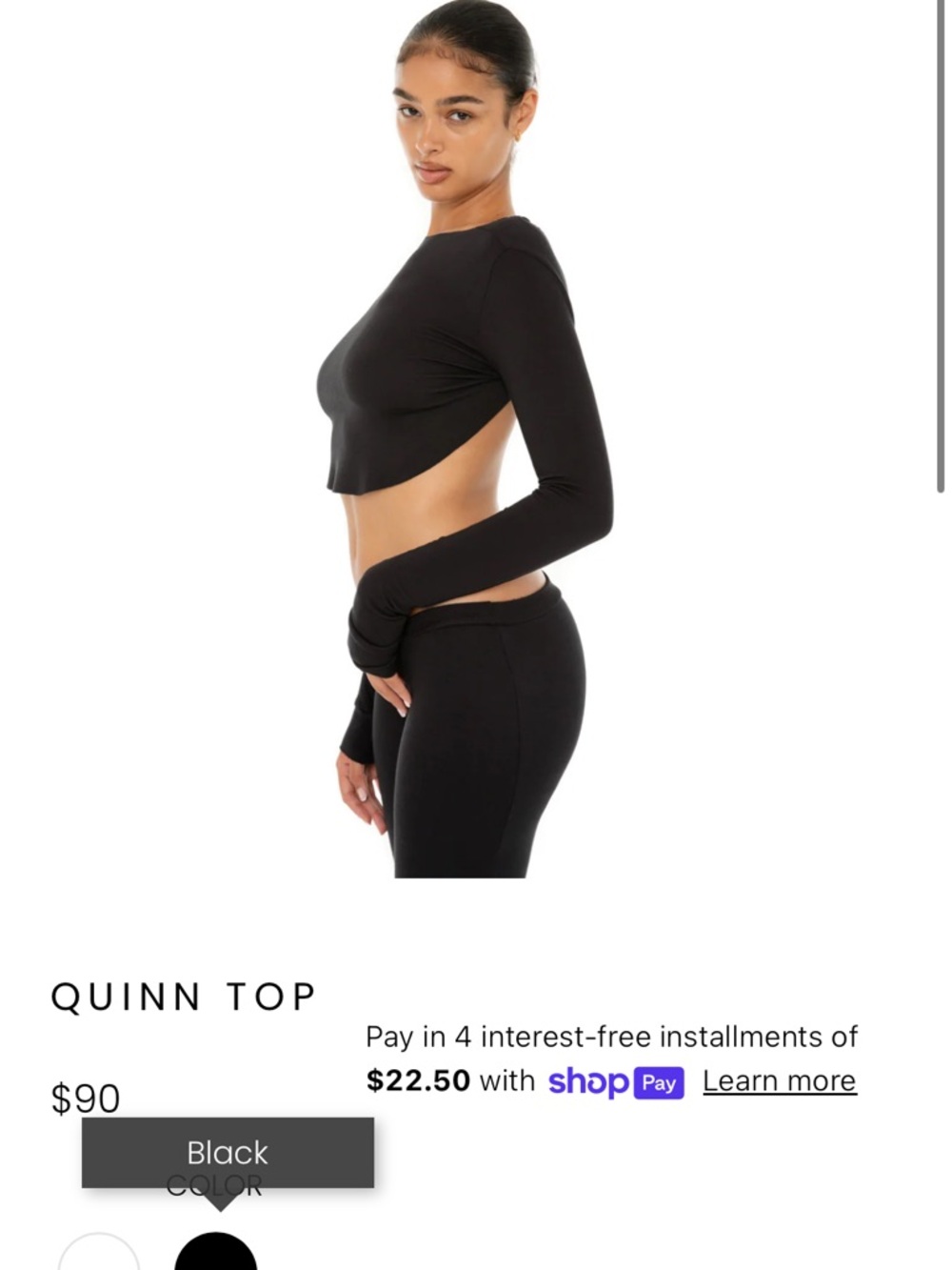 ARE YOU AM I Black Quinn Long-Sleeve Backless Crop Top